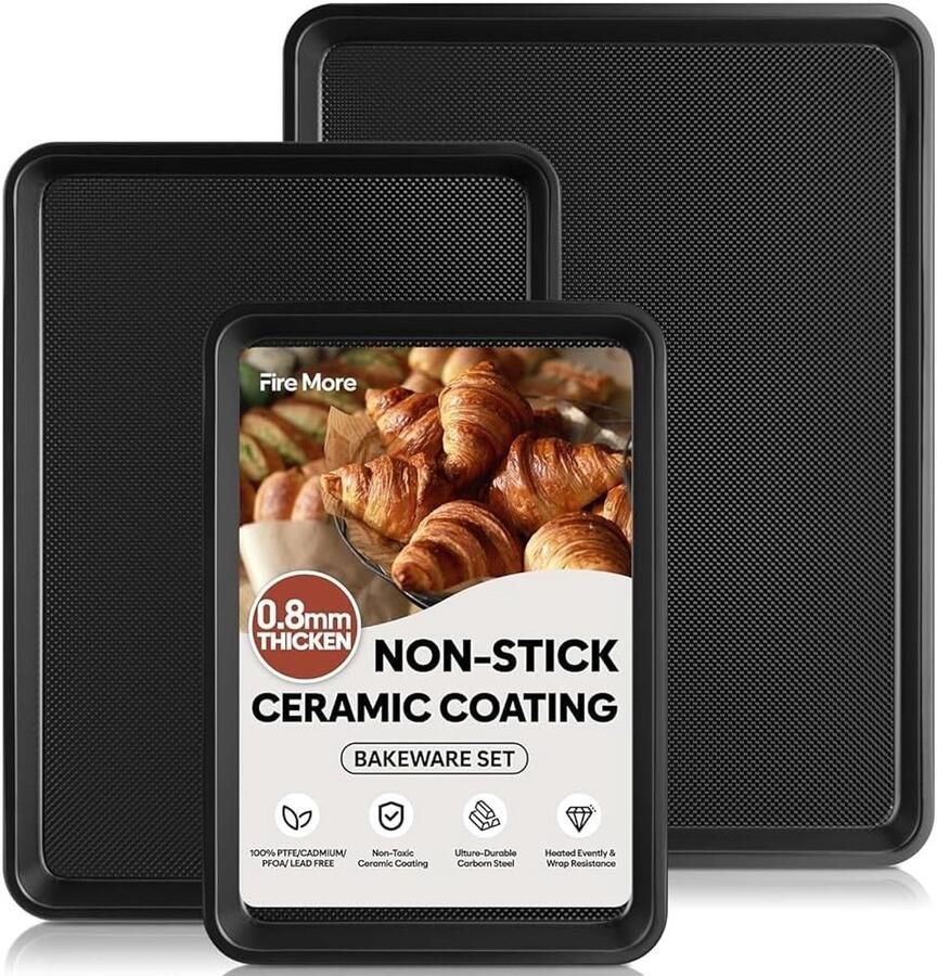 Ovenplaten Set 12 16 18 Inch 0 8 mm Dik Antiaanbak Bakplaten van Koolstofstaal Voor Bakken en Braden