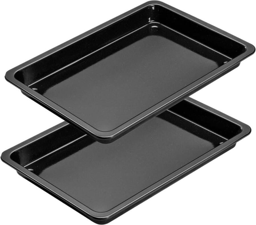 Ovenplaten Set Bakplaten Pizza Bakken Krasbestendig 42 x 29 cm Zwart