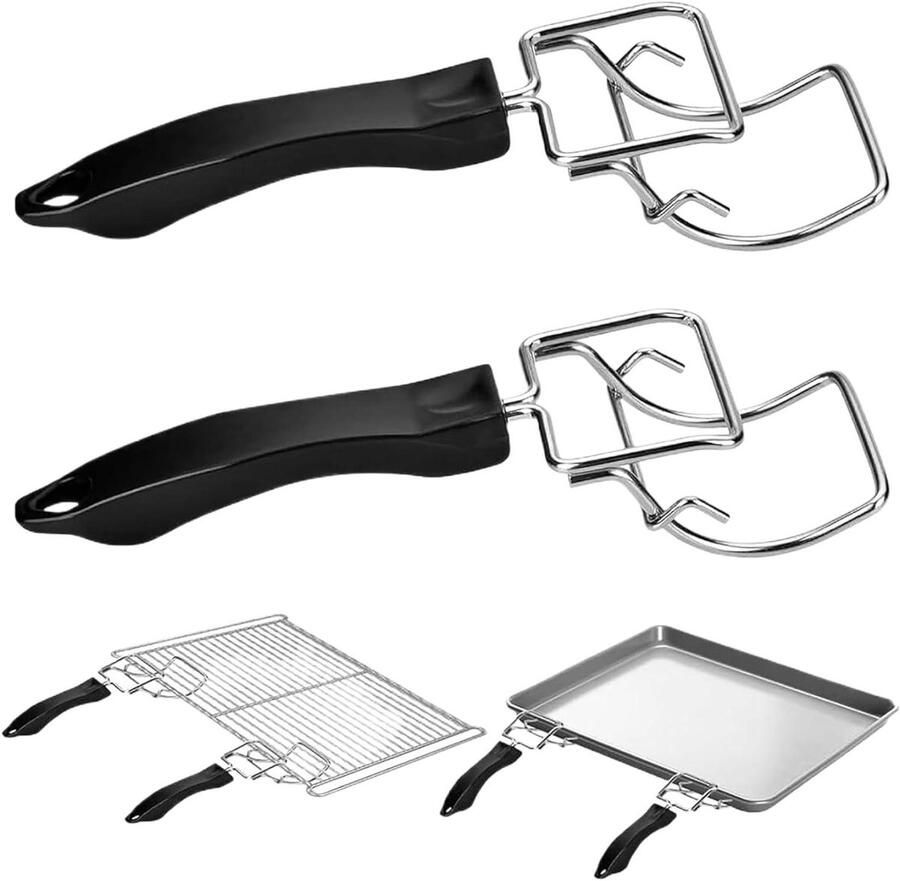 Ovenrek Trekker Broodrooster Handvat Hete Trays Verwijderen Anti-verbranding Handvat 20 x 12 x 7 cm Zilver