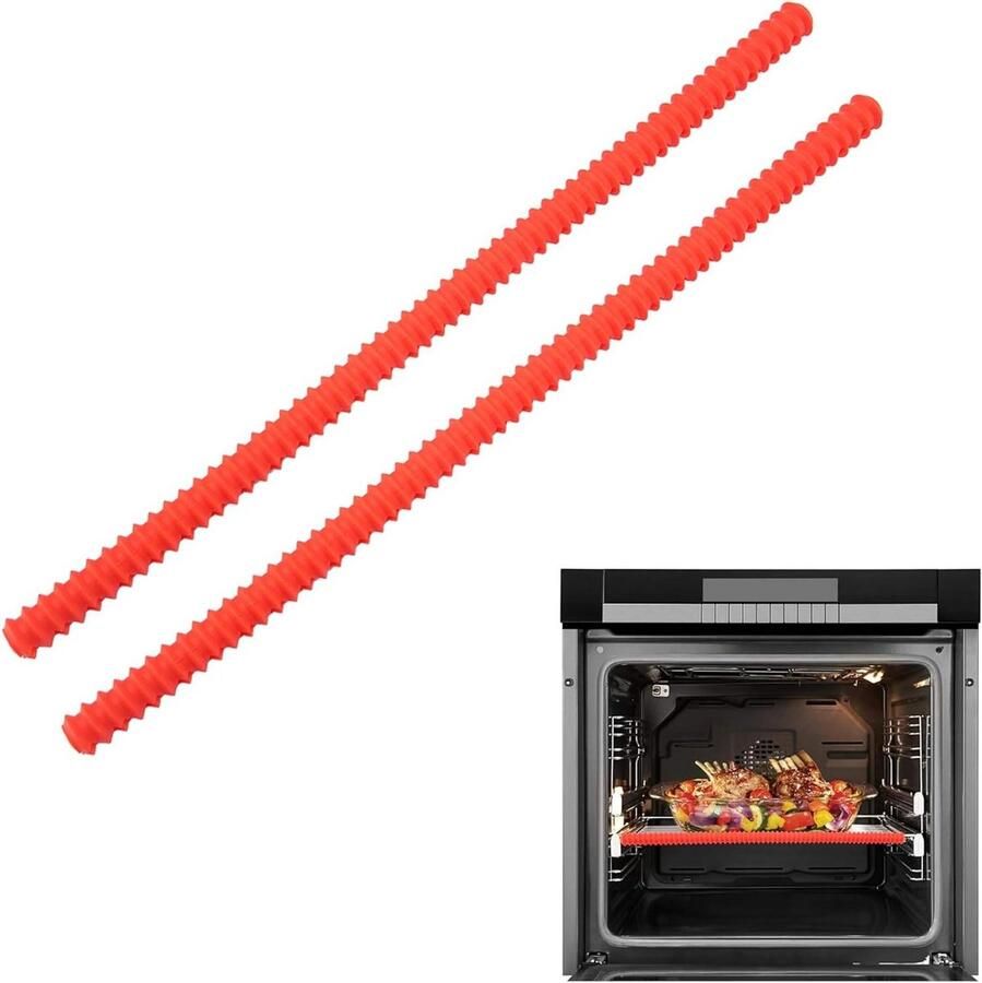Ovenrooster Beschermers RVS Randbescherming Veilig Oven Gebruik Hitte-isolerend Grip 2 Stuks 35cm Rood