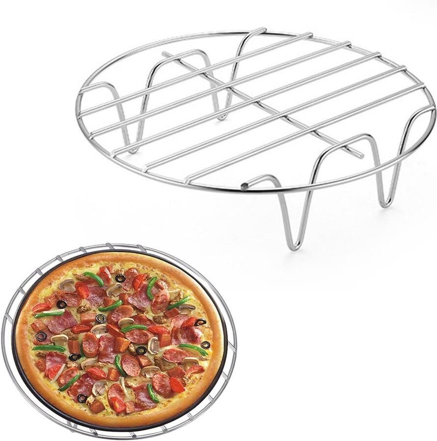 Ovenrooster Rond Grillrek Bakrek Oven Gebruiken Antiaanbaklaag Roestvrij Staal 19 cm Diameter Zilver