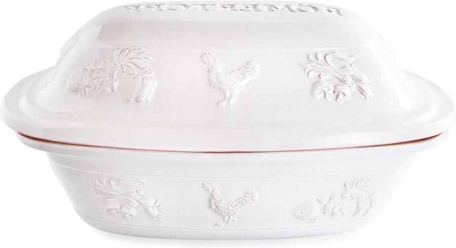 Ovenschaal Keramiek Stoofpan Braadpan Gezond Koken Natuurlijke Materialen 5 liter Wit