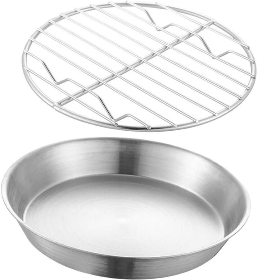 Ovenschaal Met Rooster Bakplaat Grill Koelen Bakken Rvs Rond Ontwerp 16 Cm Zilver
