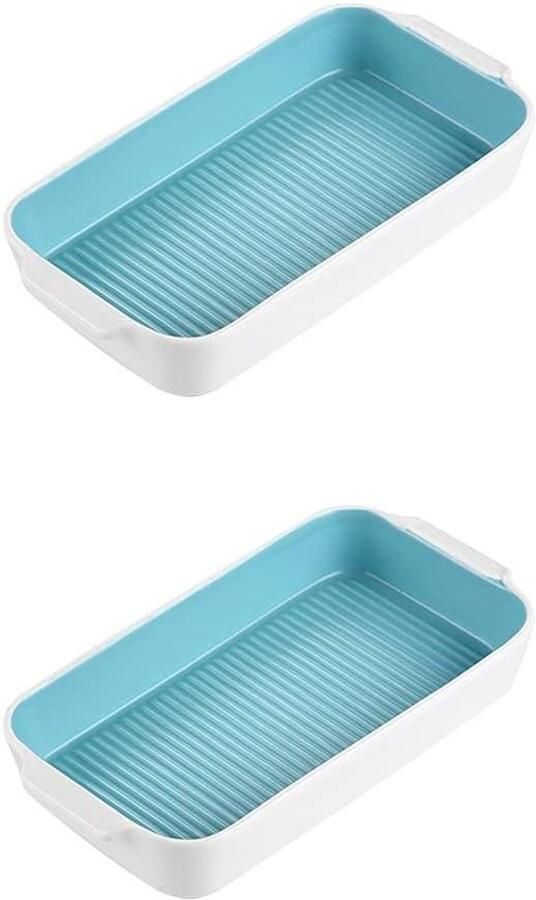 Ovenschaal Set Bakplaat Schaal Koken en Bakken Hittebestendig Porselein 25 x 12.5 x 4.5 cm Wit