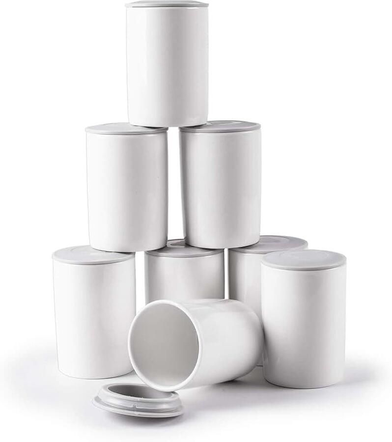 P8YM2 Set van 8 Kleine Keramische Yoghurt Potjes Bekers voor Duronic YM1 en YM2 Yoghurt Maker Machine 8x 125 ml Potten Bakjes voor Individuele Porties Yoghurtmaker Yoghurtmachine