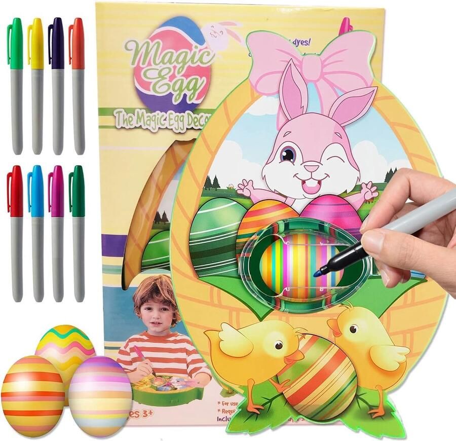 Paas Ei Decoratie Set Ei Versier Machine Creatief Knutselen Inclusief 8 Kleurpotloden 3 Speelgoedeieren Multicolor