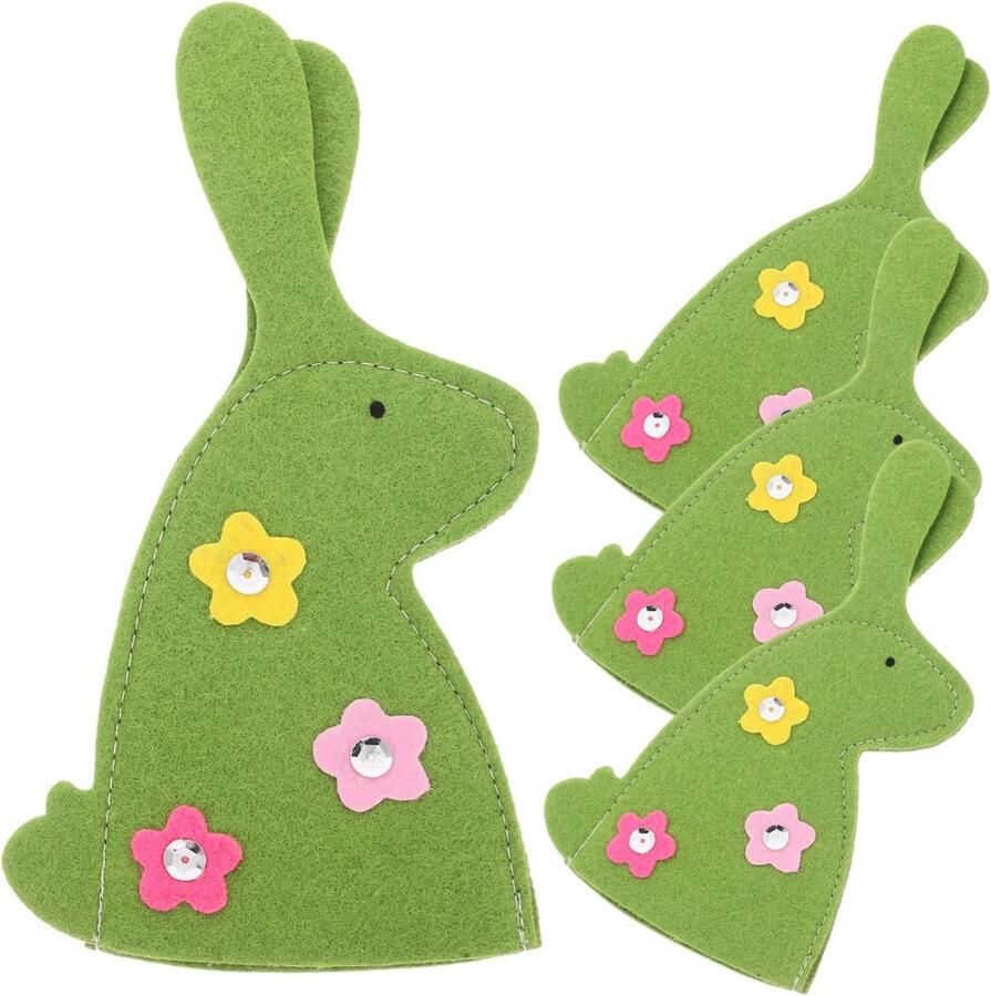 Paas Eierhoezen Konijn Vorm Decoratie Feestelijke Versiering Herbruikbaar Materiaal 7.23 x 4.21 Inch Groen