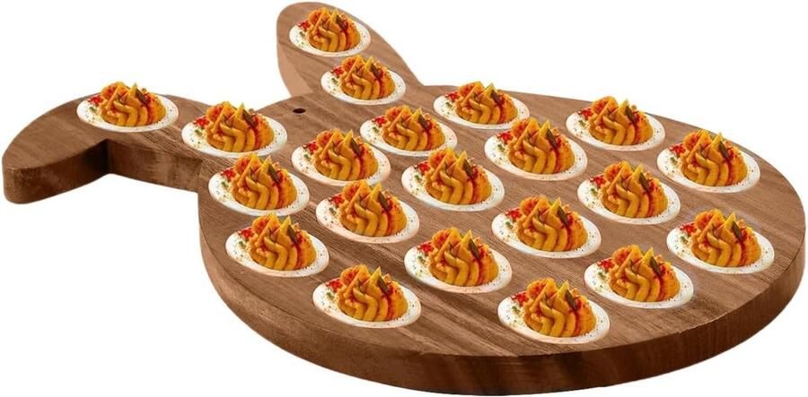 Paas Eierschotel Ei Serveerschaal Konijn Feestelijk Serveren 21 Verzonken Sleuven 42 x 28 cm Houtkleur