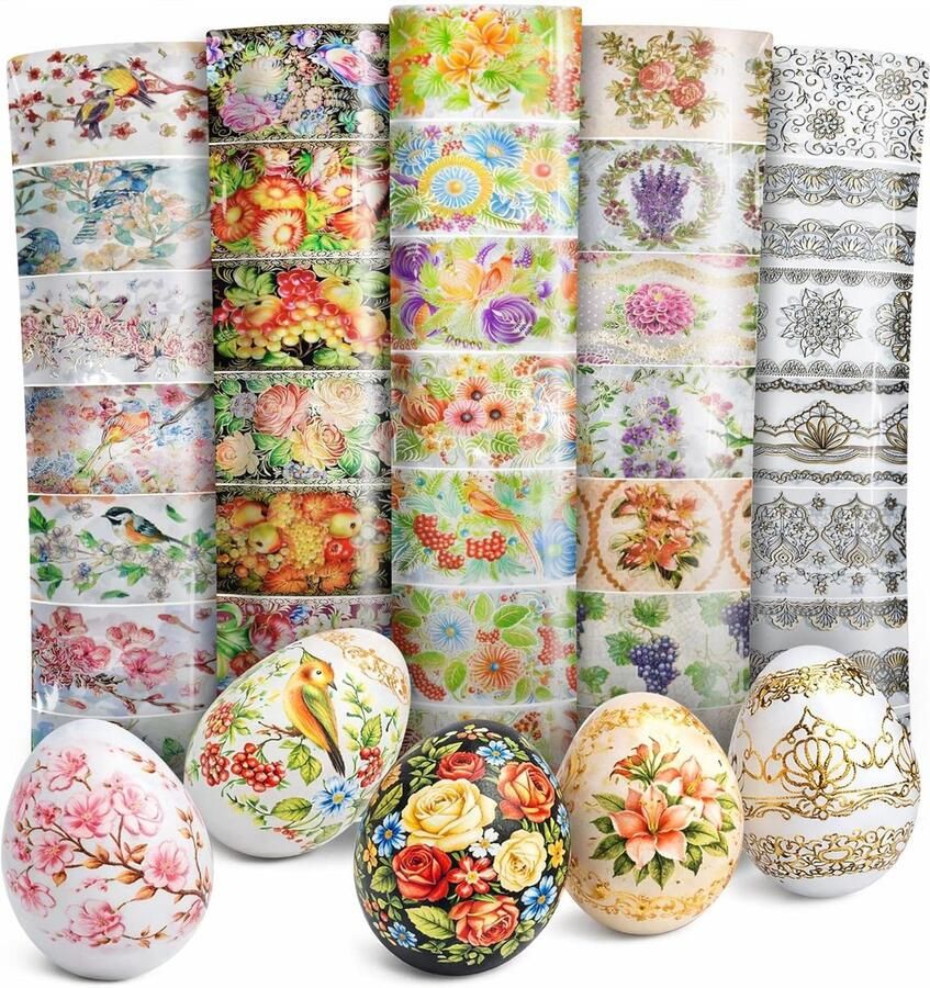 Paasei Krimpkousen Paasei Wraps Paaseieren Versieren Decoratieve Schilderstijl 35 Eieren Multicolor
