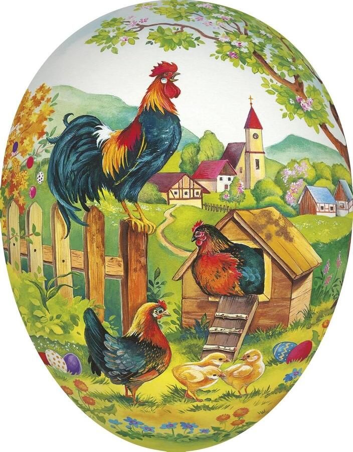 Paasei om te vullen Decoratie ei Paasdecoratie maken Handgemaakt karton 35 cm hoog Met motief