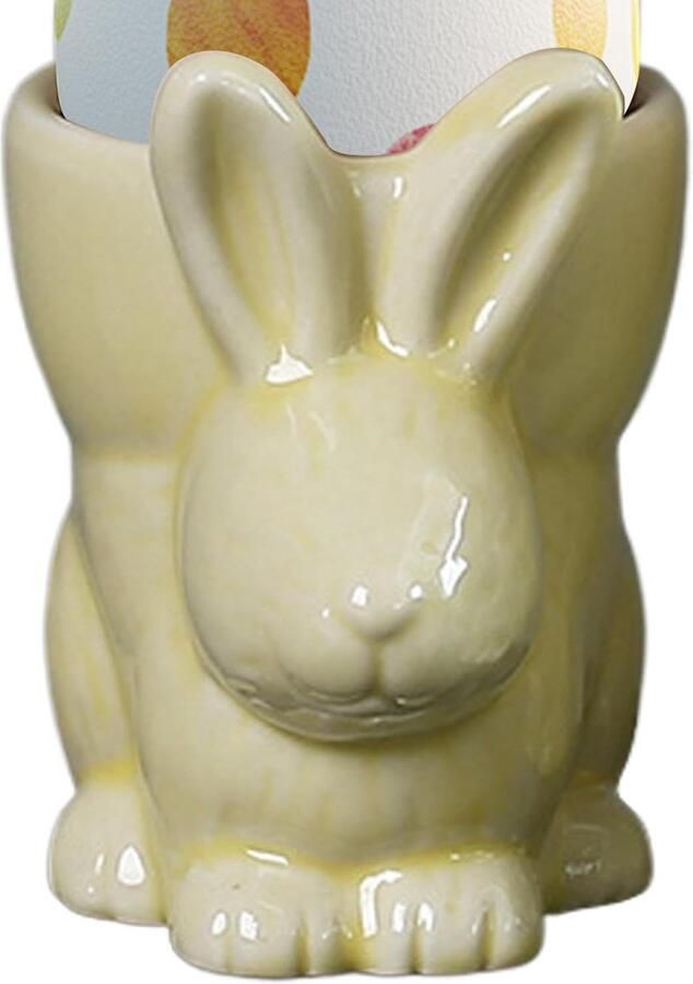 Paaseierdopje Haas Eierstandaard Ontbijt Serveren Porseleinen Decoratie 10 x 8 x 6 cm Wit