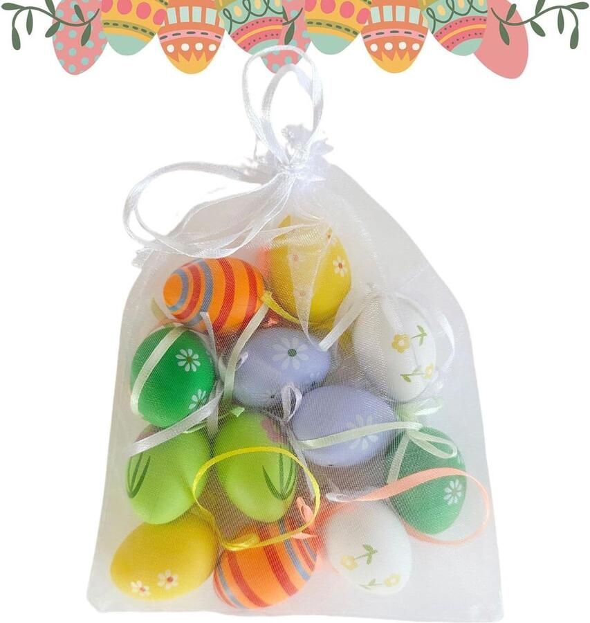 Paaseieren Decoratie Kleurrijke Eieren Feestelijke Aankleding Herbruikbaar Materiaal 12 Stuks Multicolor