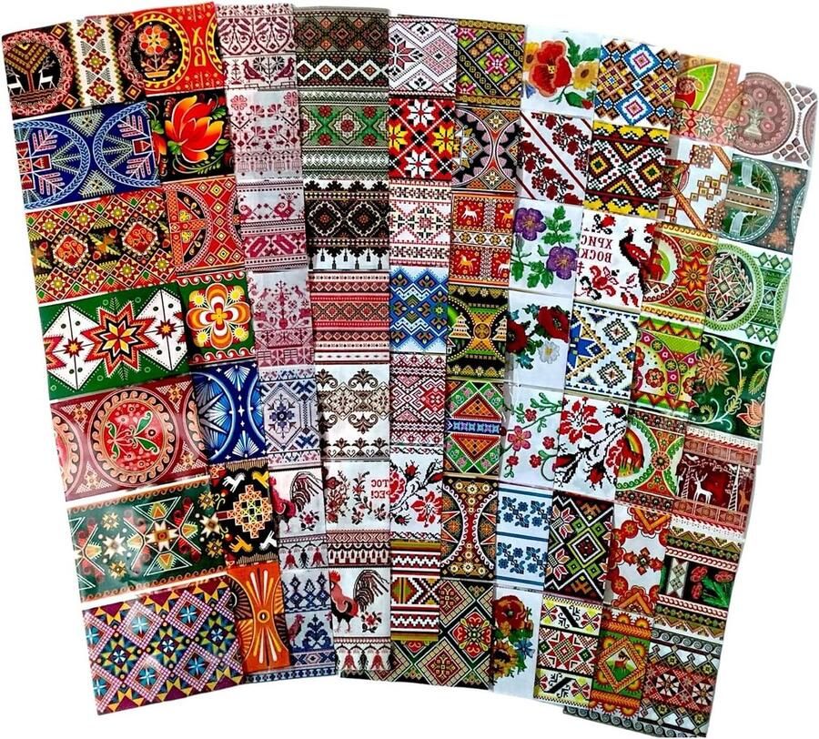 Ukrainisches Kunsthandwerk SET- Speciale aanbieding voldoende voor 70 eieren. Paaseieren folie verschillende ornamenten