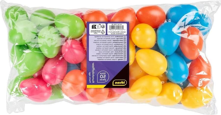 Paaseieren Set Plastic Eieren Paasdecoratie Maken Knutselen en Versieren 50 Stuks Kleurrijk