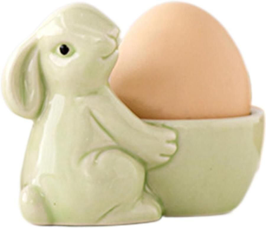 Paashaas Eierbeker Konijn Eierdop Paasontbijt Schattig Keramiek 85 x 7 cm Groen
