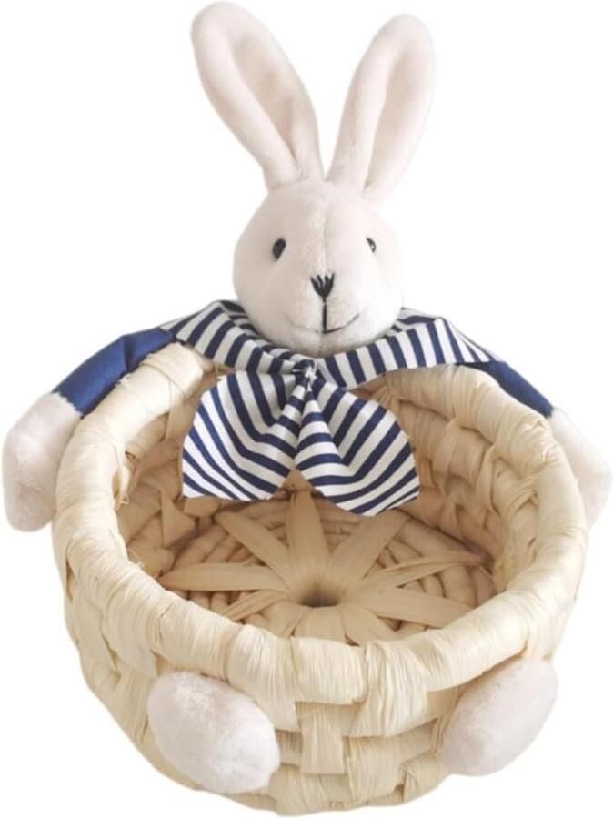 Paashaas Opberger Paasei Houder Paasfeest Decoratie Geweven Materiaal 10 cm Hoog Wit