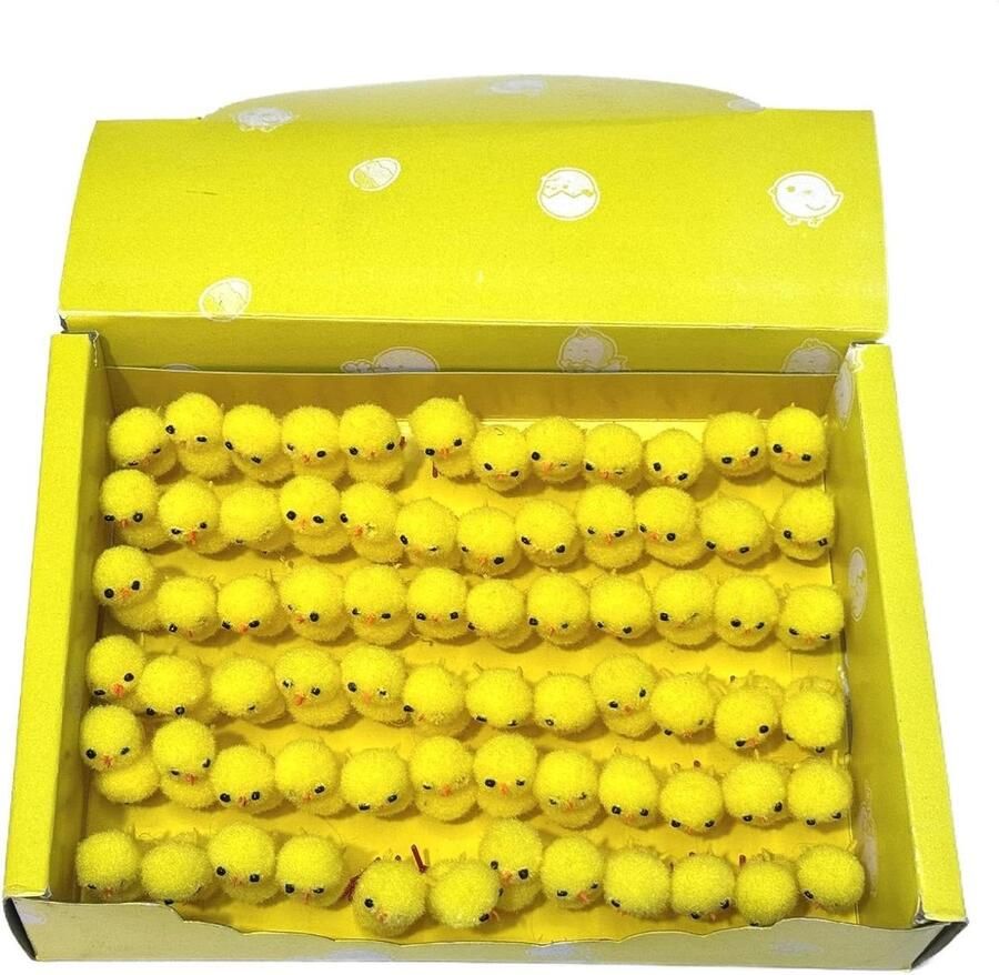 Paaskuikens paasdecoratie pluche dier kip Pasen kuiken harige kuiken 72-delige set taartdecoratie met boerderijdieren miniatuur