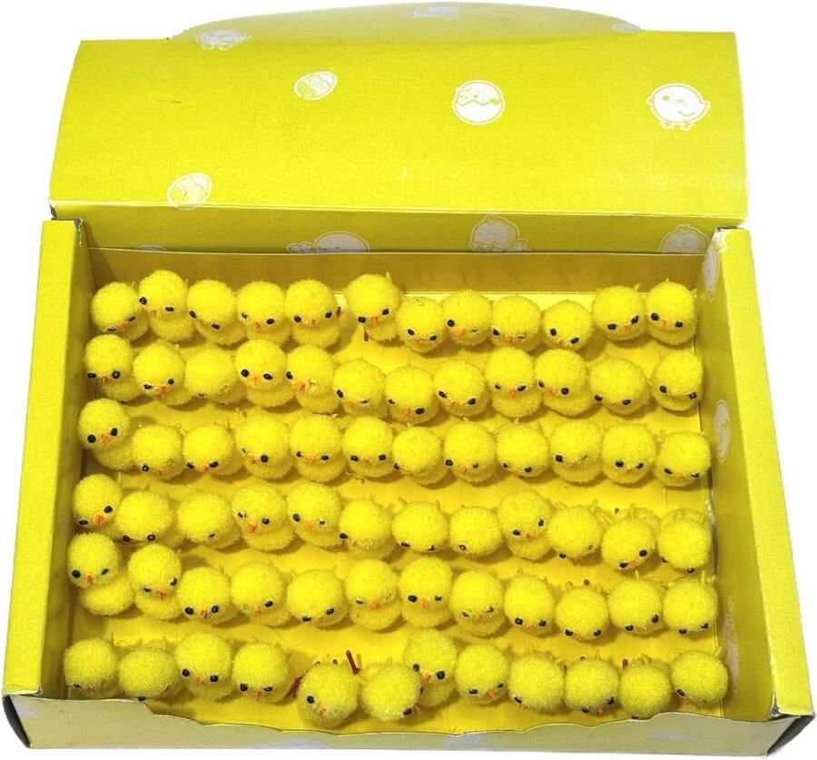 Paaskuikens Paasdecoraties Kip Feestelijke Decoratie Zacht Pluche Materiaal 72 stuks Geel