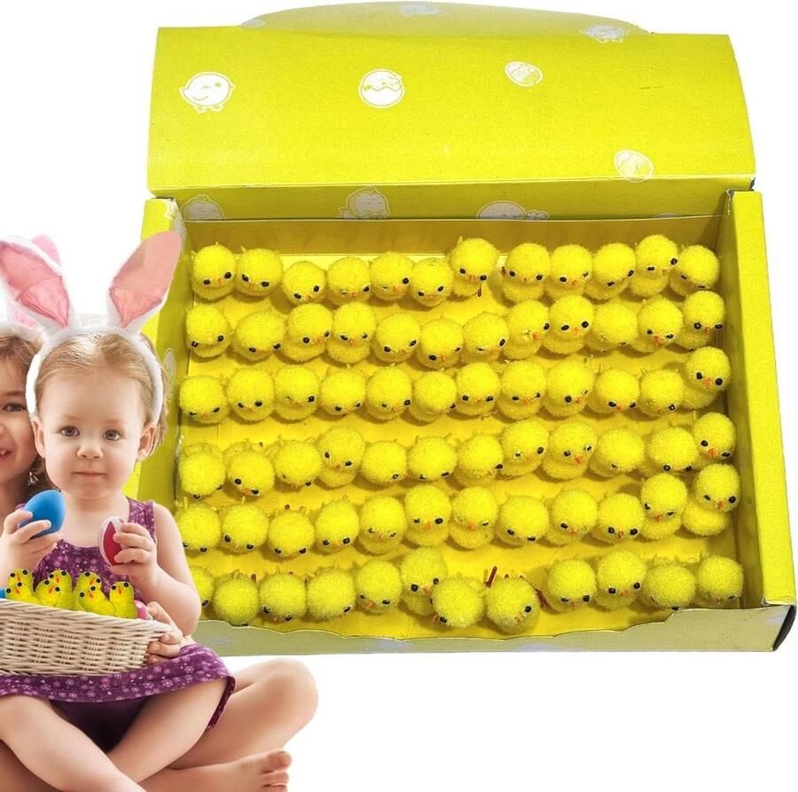 Paaskuikens Pluche Kleine Kippen Paasdecoratie Zacht Materiaal 72 Stuks Geel