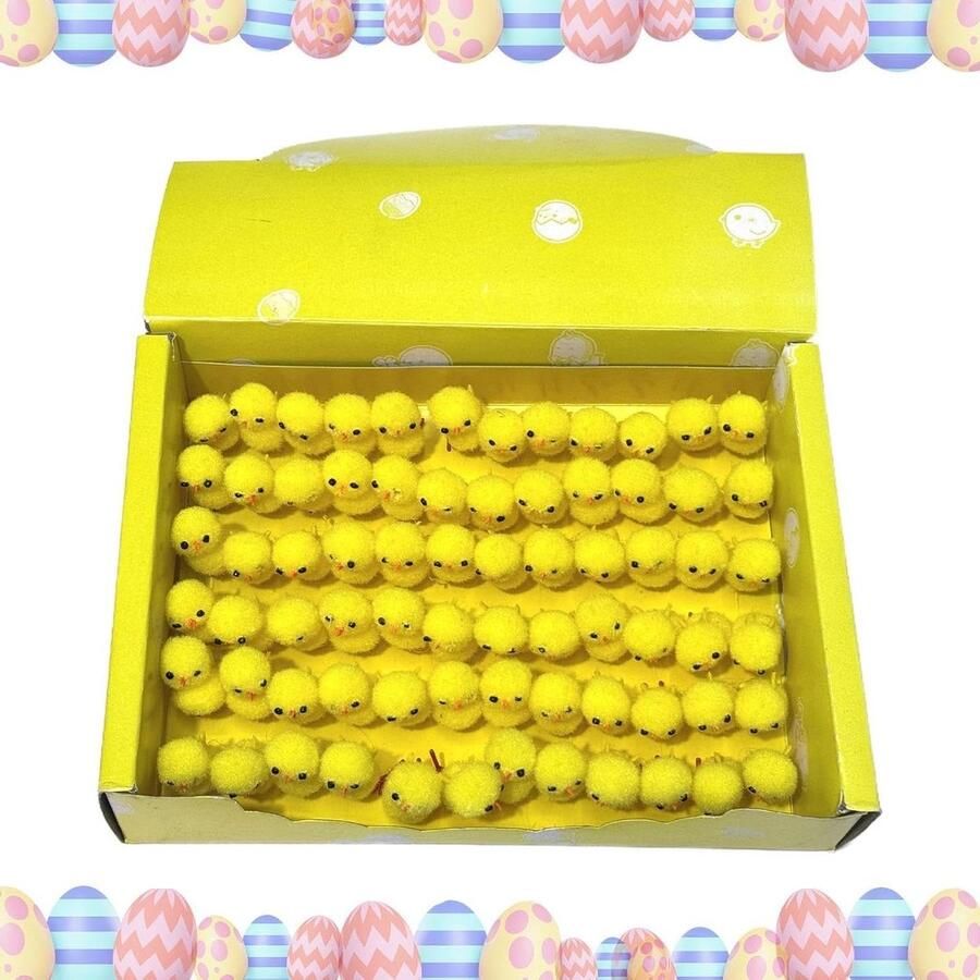 Paaskuikens Pluche Miniatuur kippen Paasdecoratie Zacht en knuffelbaar Set van 72 Geel