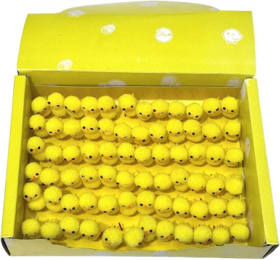 Paaskuikens Set Kleine kuikens Decoratie Zacht pluche materiaal 72 stuks Geel
