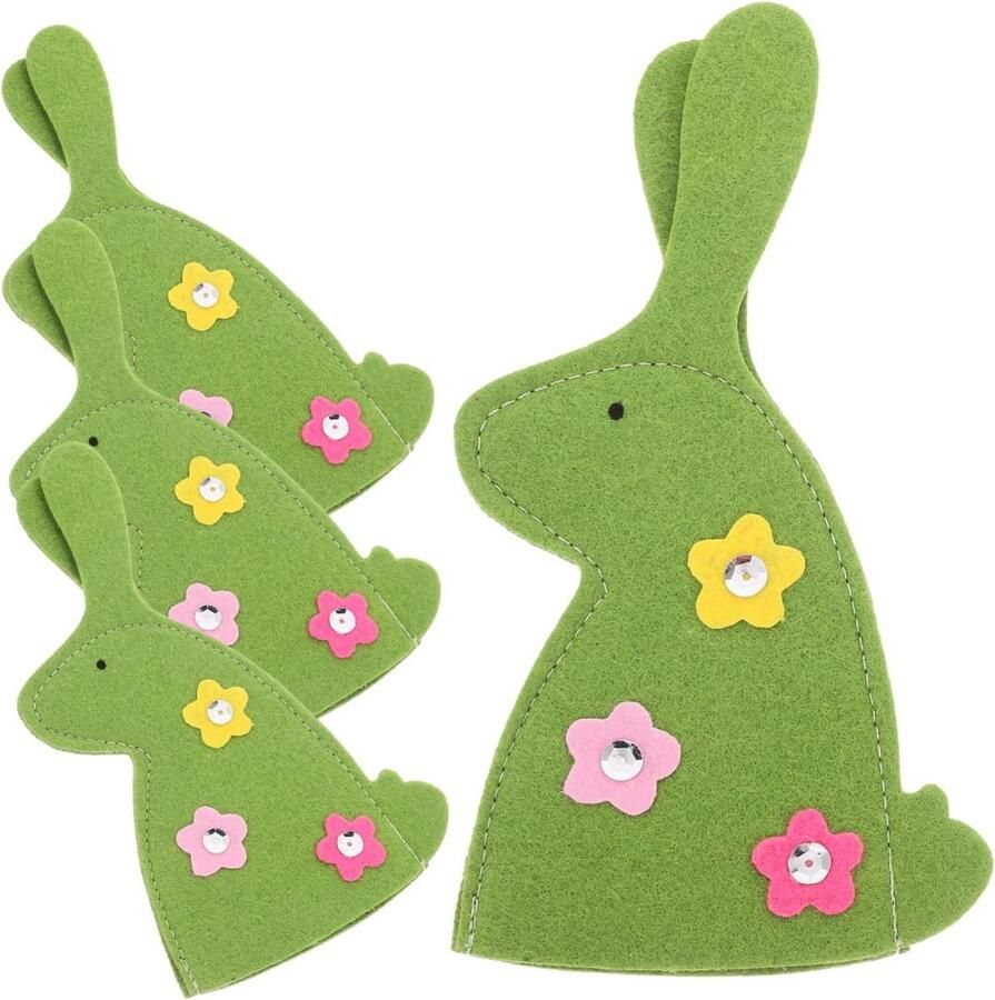 Paasdecoratie Eierhoesjes Konijn Vorm Feestelijke Sfeer Herbruikbaar Materiaal 4 Stuks Groen