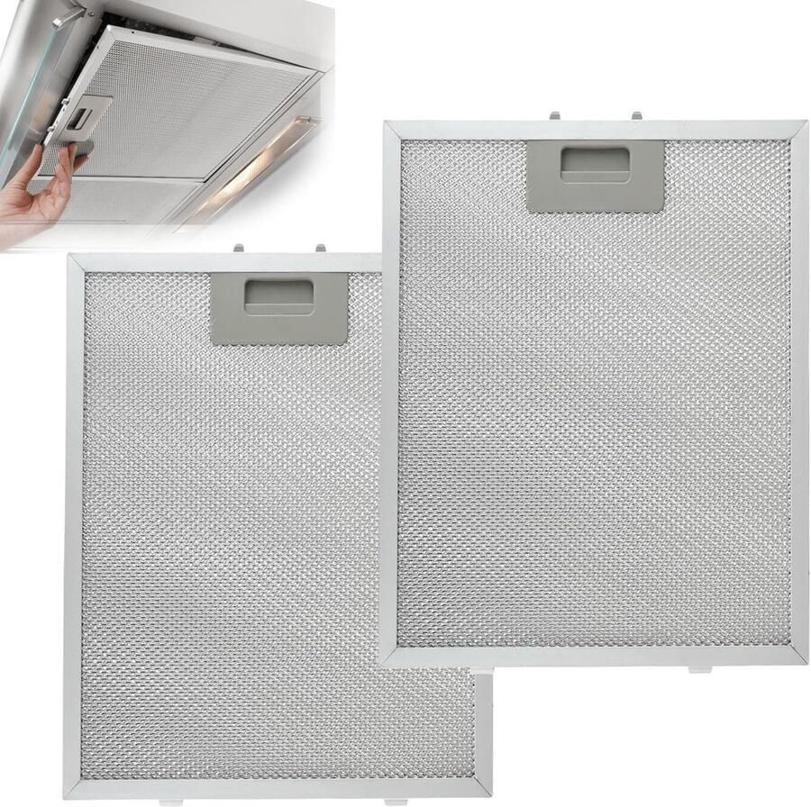 Pack van 2 Vettfilters met Rookgaten Afzuigkap Aluminium Gaas 5-Laags Filter voor Keukenafzuigkappen Geschikt voor Merken (320 x 260 mm)