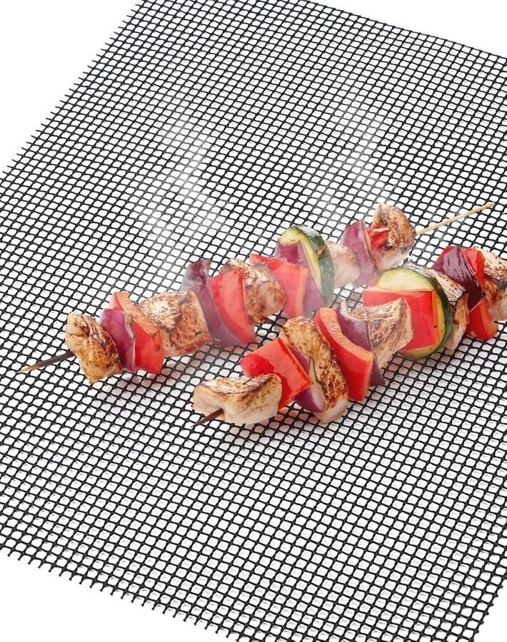 Pack van 6 Herbruikbare BBQ-grillmatten Hittebestendig en Wasbaar 40 x 33 cm