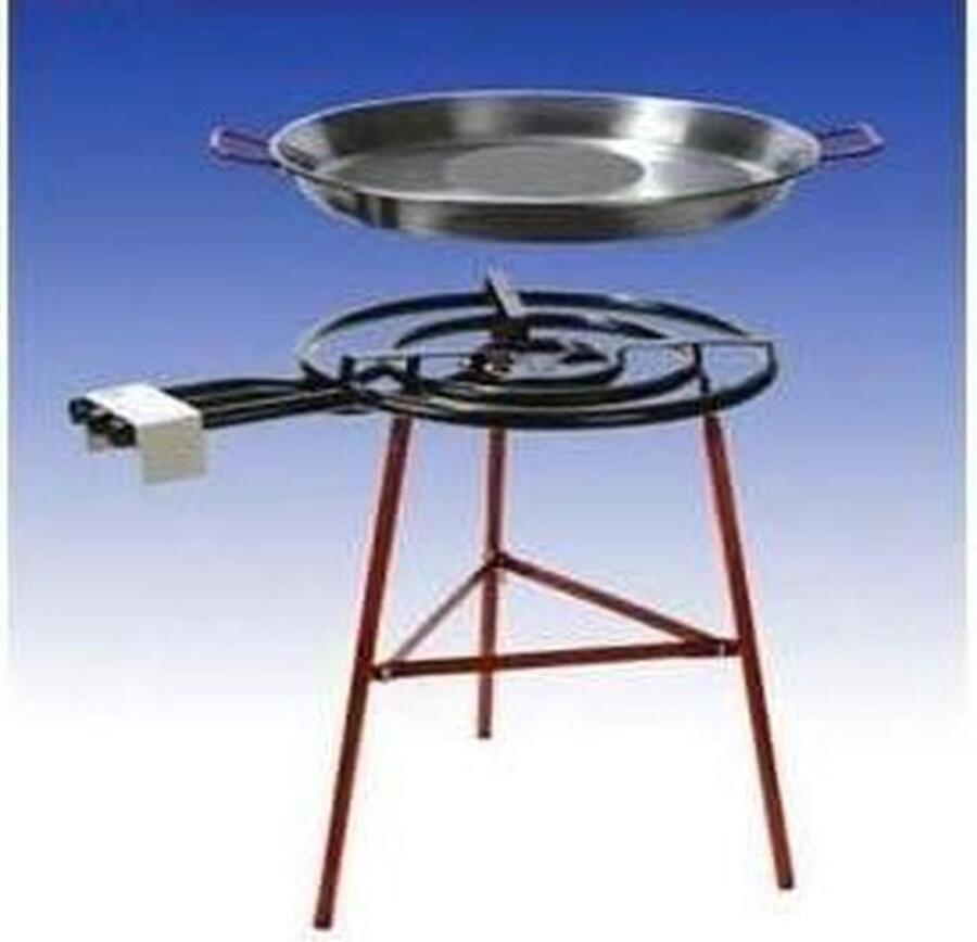 Paella Grillset Paellapan met Branders Grote Maaltijden Bereiden Driepoots Onderstel 90 cm Pan Stainless Steel