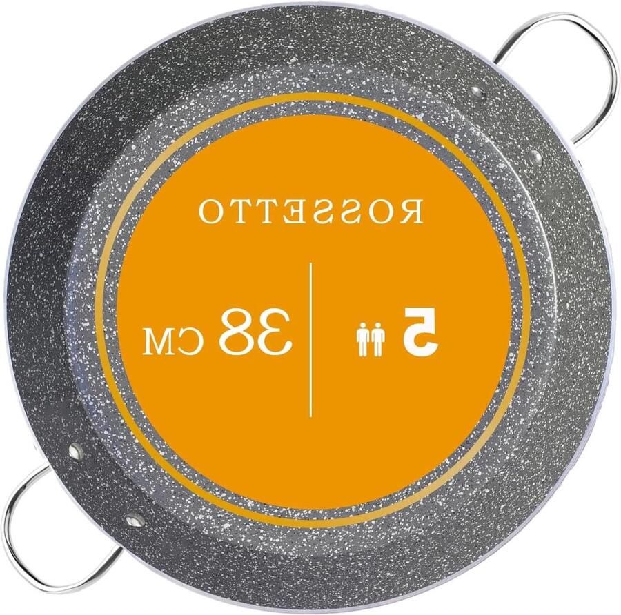 Paella-ovenschaal Grote koekenpan Familiediner bereiden Lichtgewicht aluminium 38 cm Zwart