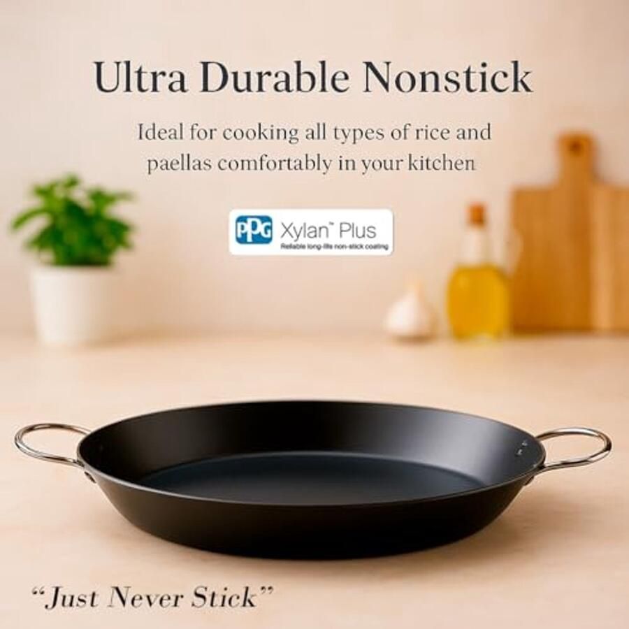 Paella-pan 30 cm met anti-aanbaklaag Ecologisch aluminium geschikt voor alle warmtebronnen - Foto 2