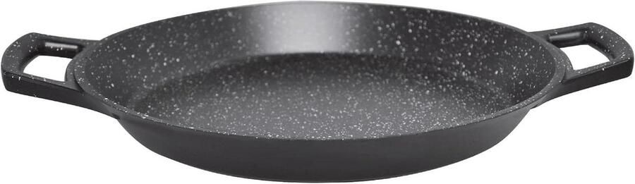 Paella Pan Grill Pan Koken en Bakken Gietaluminium Met Marble Coating 32 cm Zwart