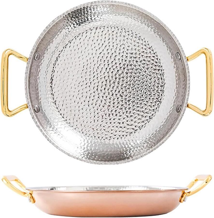 Paella Pan Koekenpan Bakplaat Paella Koken Tri-Ply Roestvrij Staal 20 Cm Rosé Goud