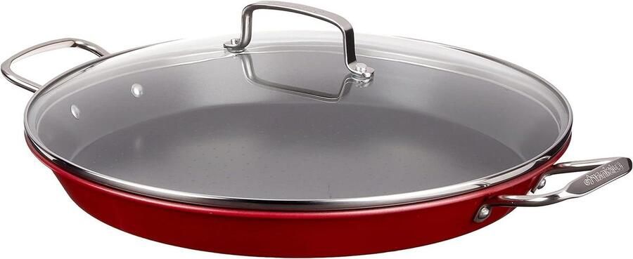 Paella pan Koekenpan Gerechten bereiden Snelle gelijkmatige warmte 38 cm Rood