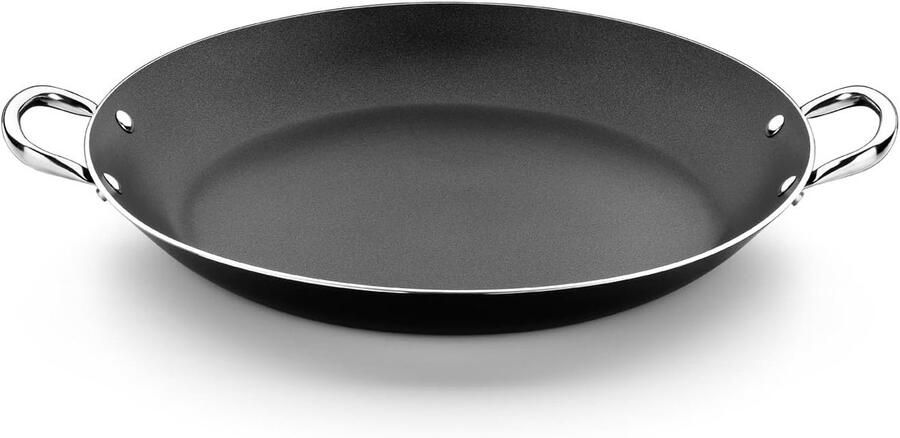 Paella Pan Koekenpan Gerechten Bereiden Twee-laags Antiaanbaklaag 38 cm Zwart