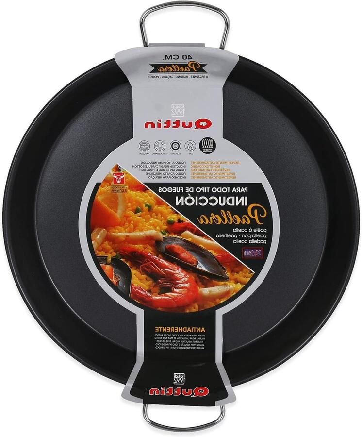 Paella Pan Koekenpan Grote Maaltijden Bereiden Anti-aanbaklaag 40 cm Zwart