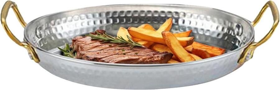 Paella pan Koekenpan Grote maaltijden bereiden Roestvrij staal 18 cm Zilver