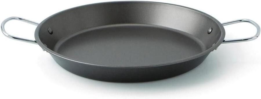 Paella Pan Koekenpan Koop Paella Maken Koolstofstaal Antikleef 30 cm Zwart