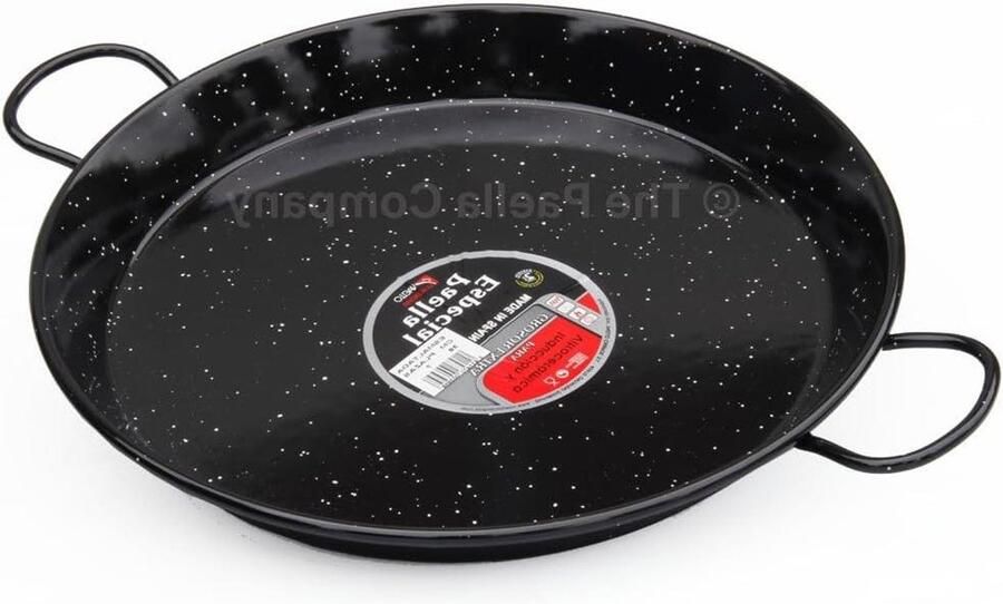 Paella pan Koekenpan Lekkere maaltijden maken Geëmailleerd staal 38 cm Zwart