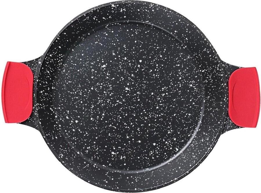 Paella Pan Koekenpan Maaltijden Bereiden Marmer Antiaanbaklaag 32 cm Zwart Rood