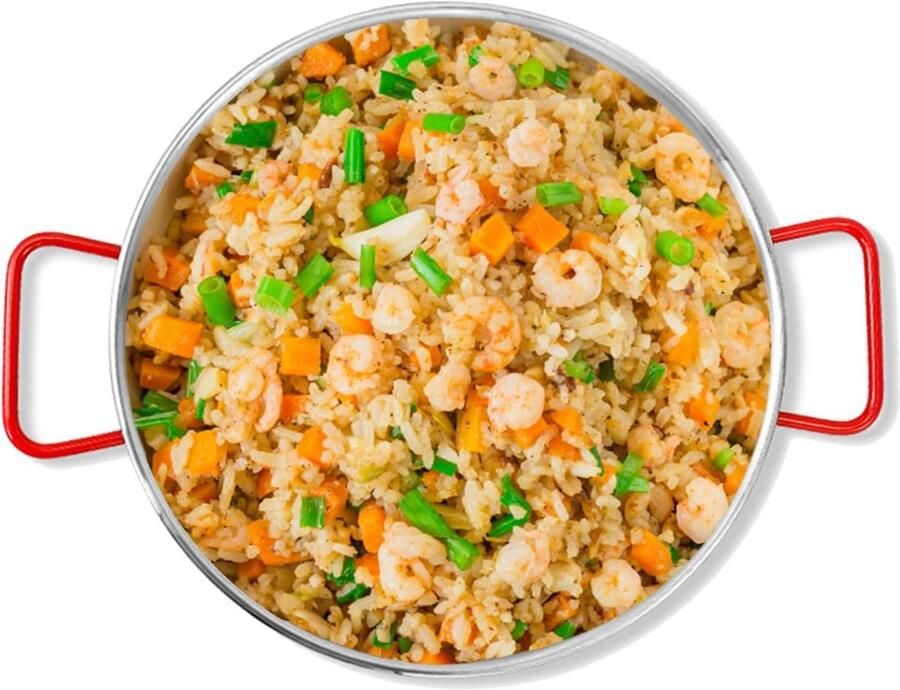 Paella Pan Koekenpan Noedelpot Koken voor Vrienden Dubbel Oor Ontwerp 28 cm Zilver