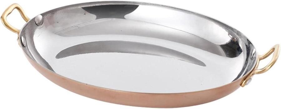Paella Pan Koekenpan Oval Gerechten Bereiden Gelijkmatige Warmte 40cm Rosé Goud