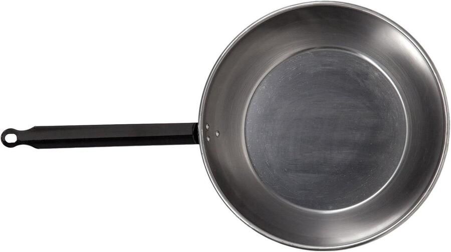 Paella pan Koekenpan plat Koken voor gezelschap Gepolijst geëmailleerd staal 24 cm Metaalkleurig