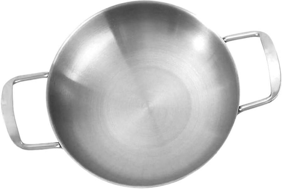 Paella Pan Koekenpan Sauté Koken voor Familie Roestvrij Staal 22 cm Zilver