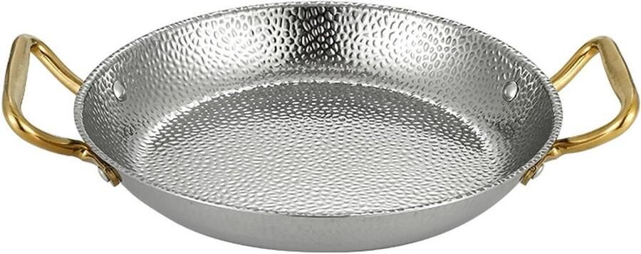 Paella Pan Koekenpan Skillet Lekker Koken Dubbele Handgrepen 28 cm Zilver