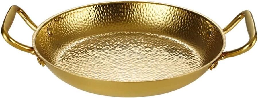 Paella Pan Koekenpan Skillet Spaanse Gerechten Maken Roestvrij Staal Constructie 22 cm Goud