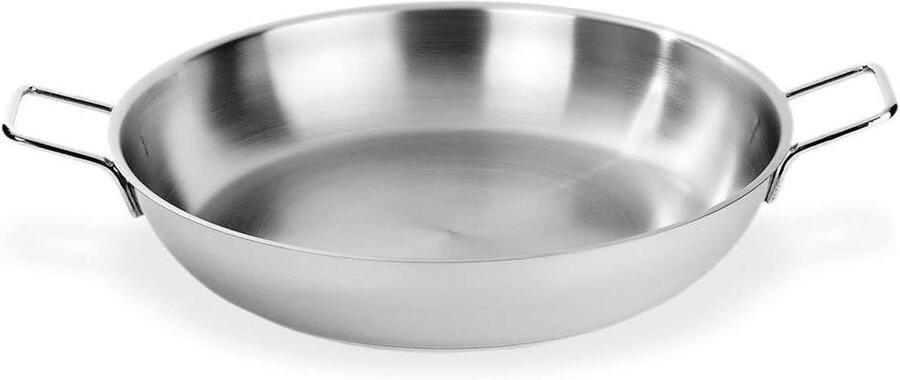 Paella pan Koekenpan Spaanse Grote maaltijden bereiden Vijflaagse bodem 46 cm Zilver