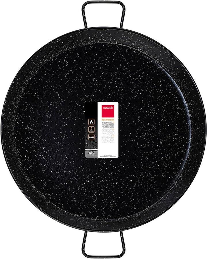 Paella pan Koekenpan steel Spaanse gerechten maken Gemaakt in Spanje 23 cm Zwart