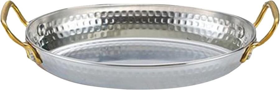 Paella Pan Koekenpan Steelpan Feestelijke Maaltijden Veelzijdige Hittecompatibiliteit 18x12.5cm Zilver