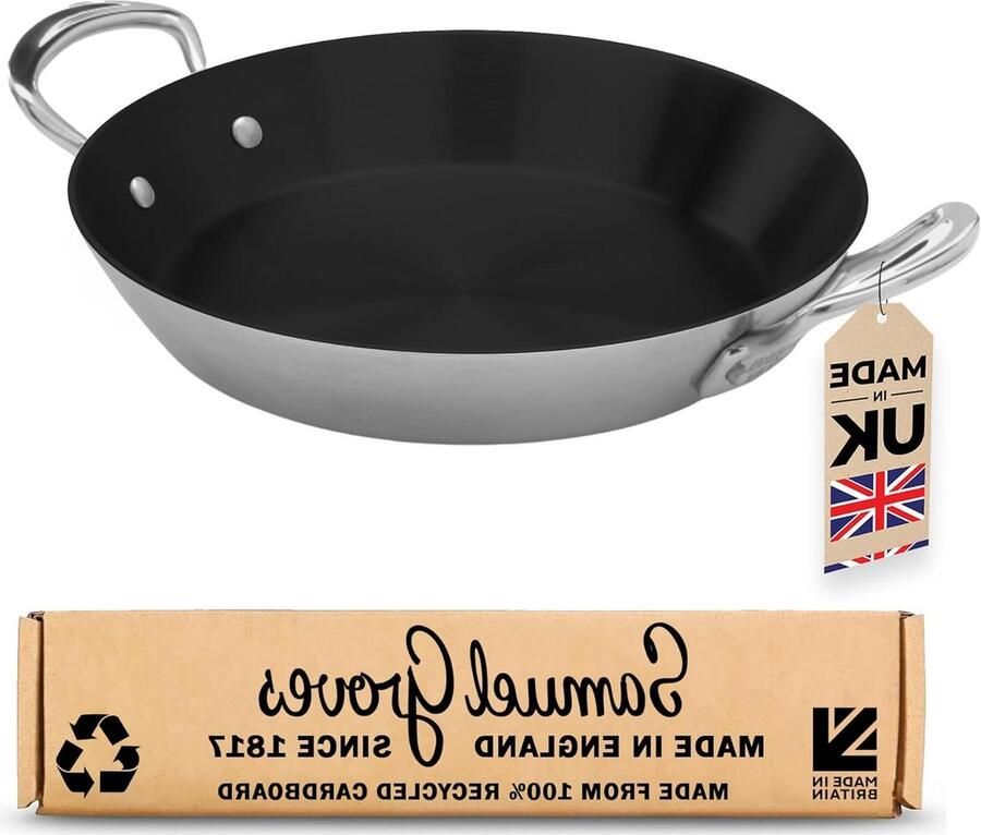 Paella Pan Koekenpan Wok Gerechten Bereiden Triply Constructie 30 cm Zilver